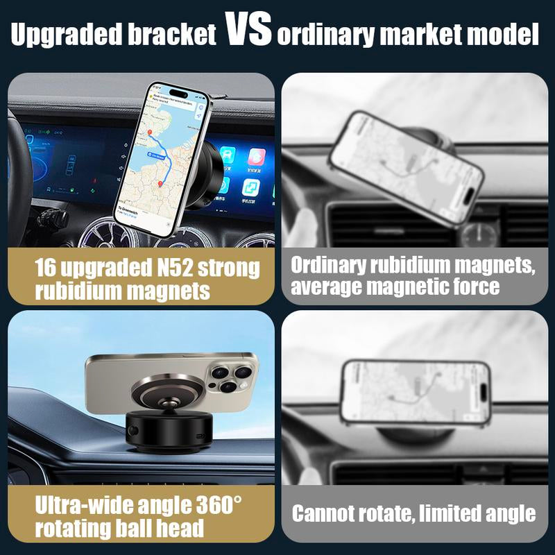 360° Rotatable Car Magnetic Phone Holder Phone Mount, Electric Vacuum Suction Cup Phone Mount, Vacuum Magnetic Car Phone Mount for Phone Black