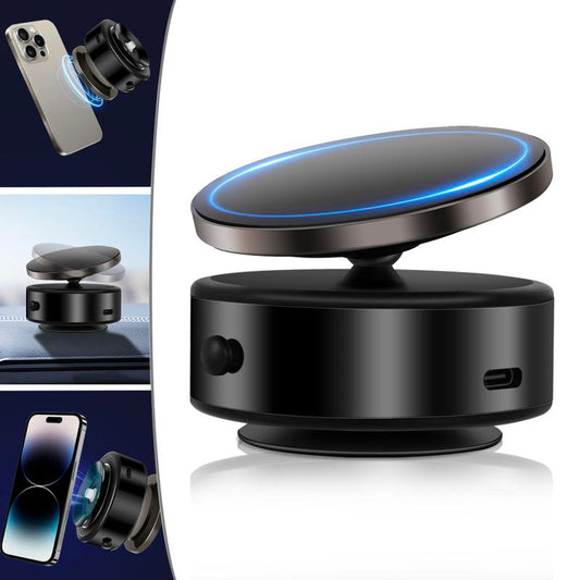 360° Rotatable Car Magnetic Phone Holder Phone Mount, Electric Vacuum Suction Cup Phone Mount, Vacuum Magnetic Car Phone Mount for Phone Black